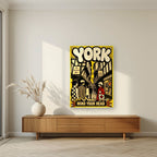 Mind Your Head — York art print, as an acrylic print, styled in a living room