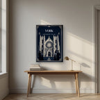 York Minster — York art print, on slim canvas, styled in a desk