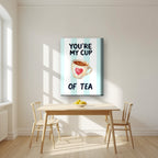 You're My Cup of Tea – Amalfi Aqua on a thick-edge canvas, above a dining table in a bright kitchen