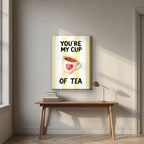 You're My Cup of Tea – Limoncello on a thick-edge canvas, above an oak writing desk