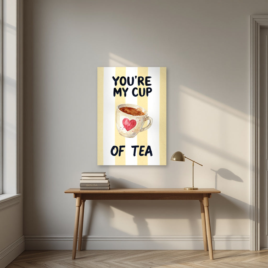 You're My Cup of Tea – Limoncello as an unframed print, above an oak writing desk