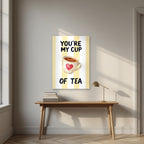 You're My Cup of Tea – Limoncello as an unframed print, above an oak writing desk
