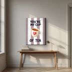 You're My Cup of Tea – Tuscan Taupe on a thick-edge canvas, above an oak writing desk
