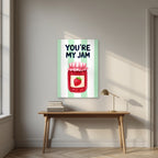 You're My Jam – Cabana Green as an unframed print, above an oak writing desk