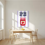 You're My Jam – Capri Violet as an unframed print, above a dining table in a bright kitchen