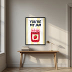 You're My Jam – Limoncello in a black frame, above an oak writing desk