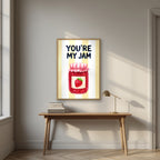 You're My Jam – Limoncello in an oak frame, above an oak writing desk