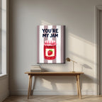 You're My Jam – Tuscan Taupe on a thick-edge canvas, above an oak writing desk
