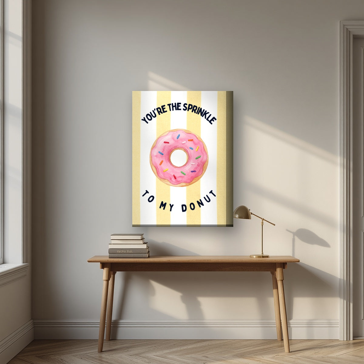 You're the Sprinkle to My Donut – Limoncello on a thick-edge canvas, above an oak writing desk